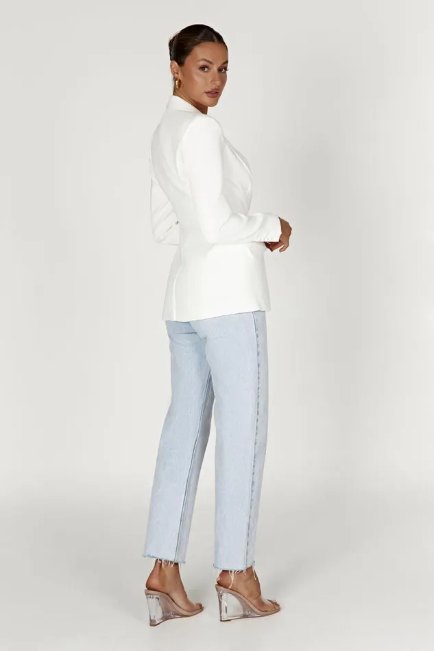 Meshki Blazers Helda Fitted Cinched Waist Blazer 8211 White White 8211 Women