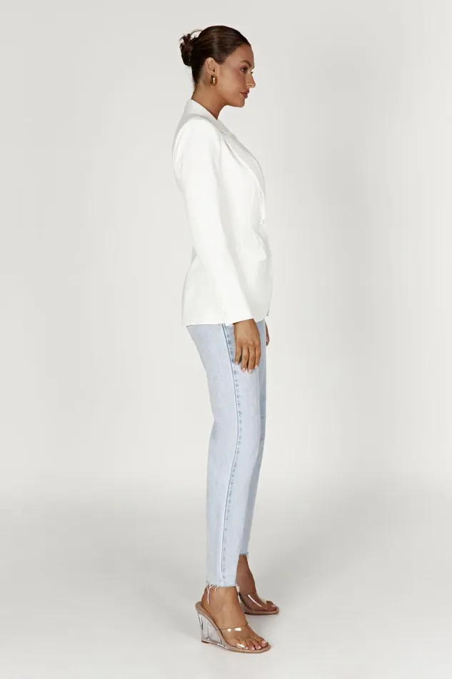 Meshki Blazers Helda Fitted Cinched Waist Blazer 8211 White White 8211 Women
