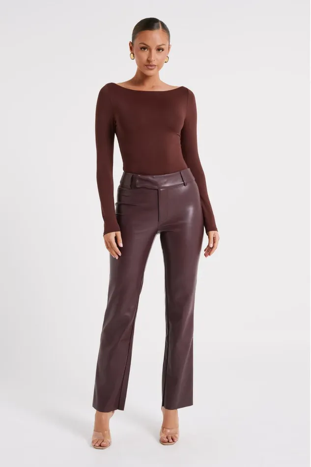 Meshki Bodysuits Cate Boatneck Long Sleeve Bodysuit 8211 Chocolate Chocolate 8211 Women