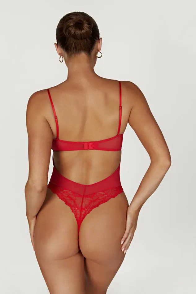 Meshki Bodysuits Daisy Lace Mesh Bodysuit 8211 Red Red 8211 Women