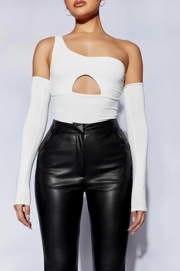 Meshki Bodysuits Lexi One Shoulder Cut Out Bodysuit 8211 White White 8211 Women Meshki Bodysuits Lexi One Shoulder Cut Out Bodysuit 8211 White White 8211 Women