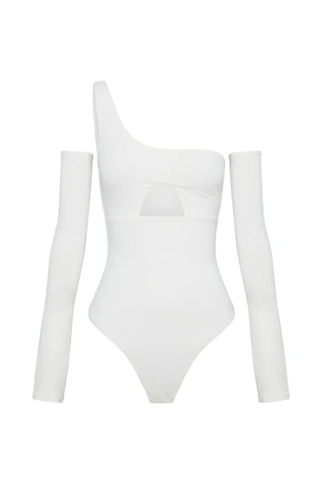 Meshki Bodysuits Lexi One Shoulder Cut Out Bodysuit 8211 White White 8211 Women Meshki Bodysuits Lexi One Shoulder Cut Out Bodysuit 8211 White White 8211 Women