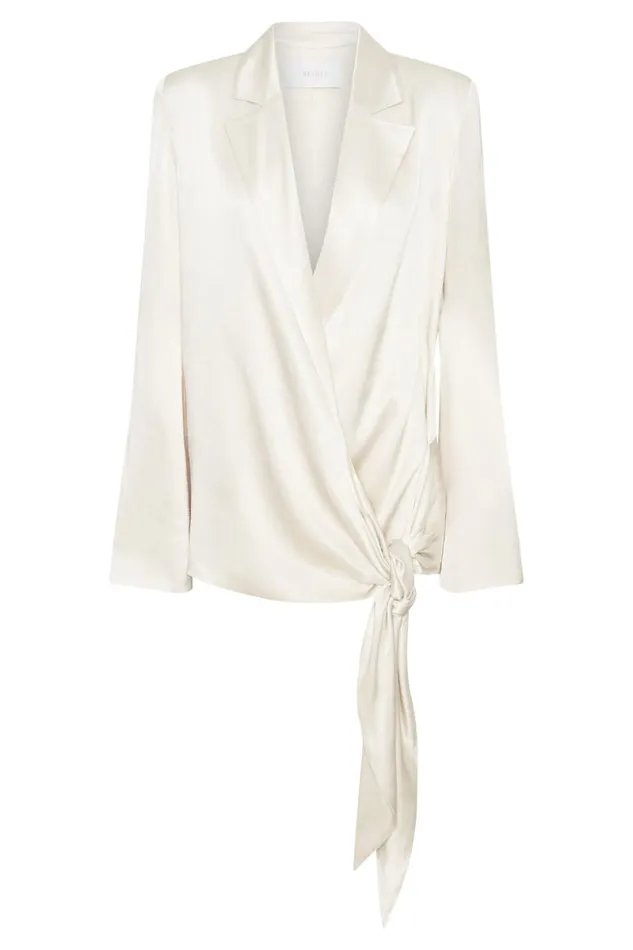 Meshki Brides Aspyn Satin Blazer Jacket 8211 Ivory Ivory 8211 Women