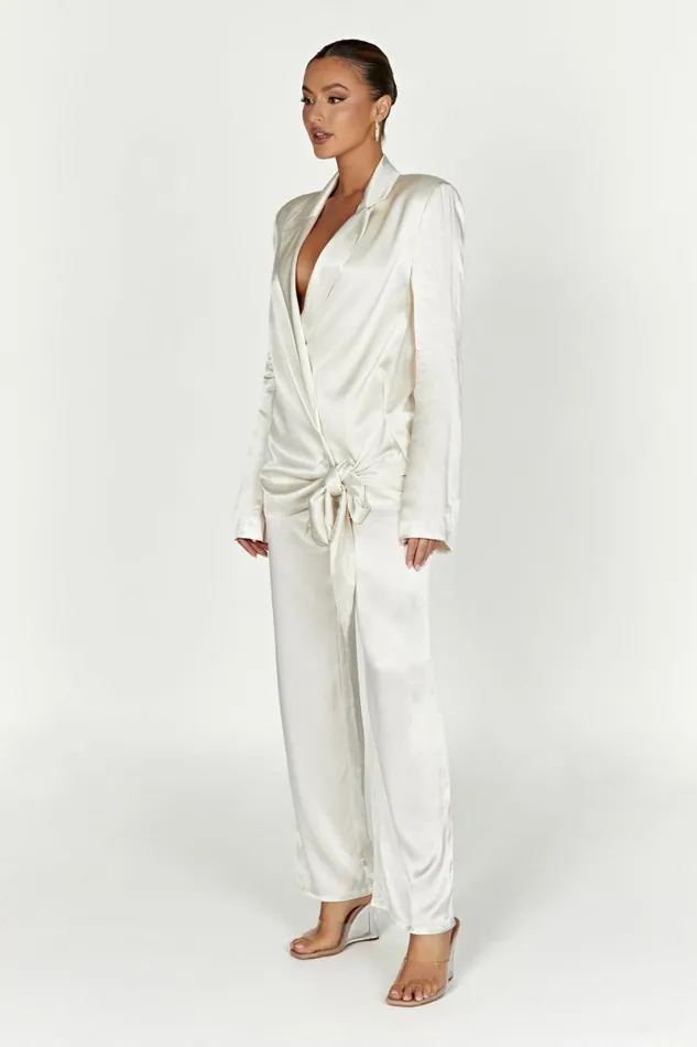 Meshki Brides Aspyn Satin Blazer Jacket 8211 Ivory Ivory 8211 Women