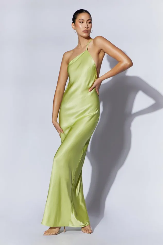 Meshki Bridesmaids Alena One Shoulder Maxi Dress 8211 Pistachio Green Pistachiogreen 8211 Women