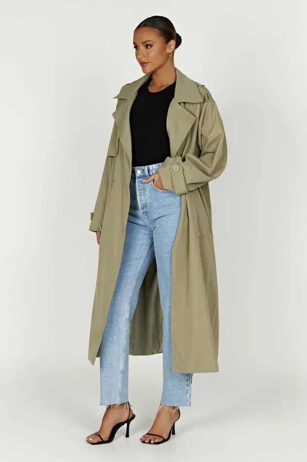 Meshki Coats and Jackets Andreas Oversized Trench Coat 8211 Olive Olive 8211 Women