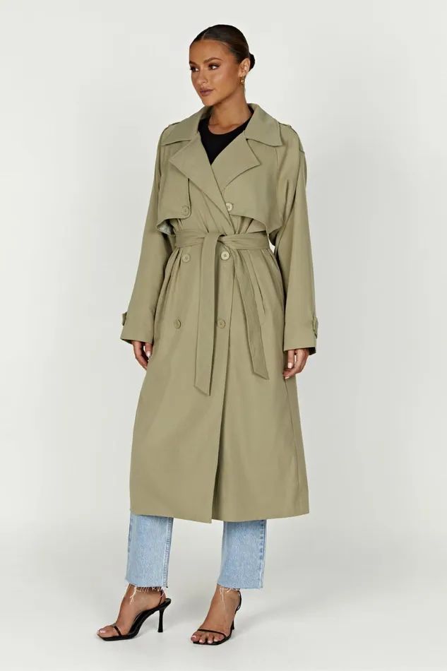 Meshki Coats and Jackets Andreas Oversized Trench Coat 8211 Olive Olive 8211 Women