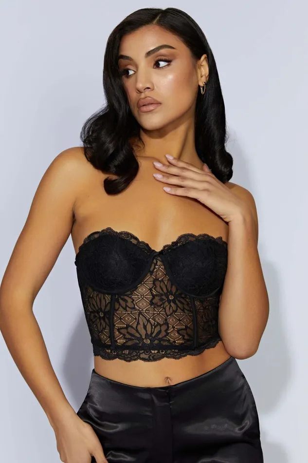 Meshki Corsets Alessandra Lace Corset 8211 Black Black 8211 Women