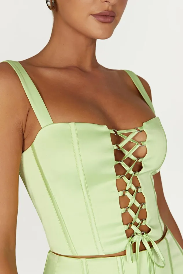Meshki Corsets Scarlet Satin Corset Top 8211 Pistachio Green Pistachiogreen 8211 Women