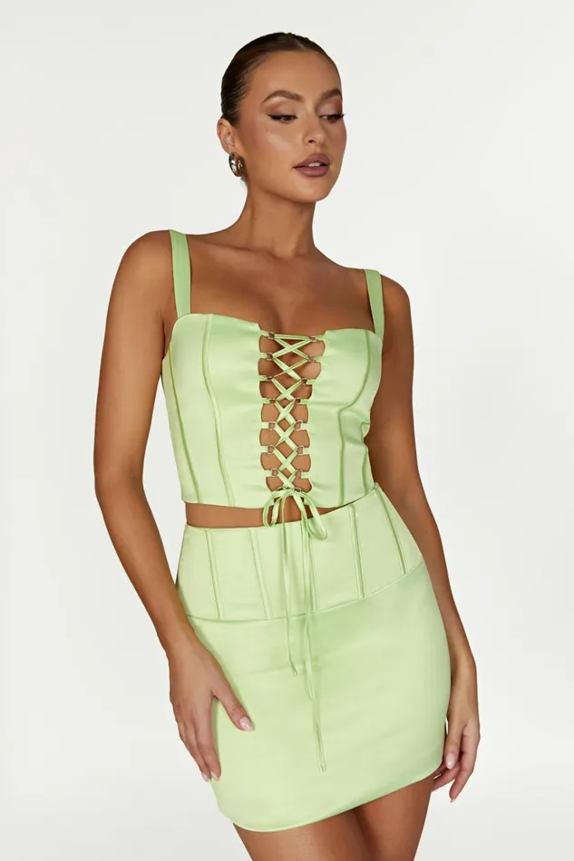 Meshki Corsets Scarlet Satin Corset Top 8211 Pistachio Green Pistachiogreen 8211 Women