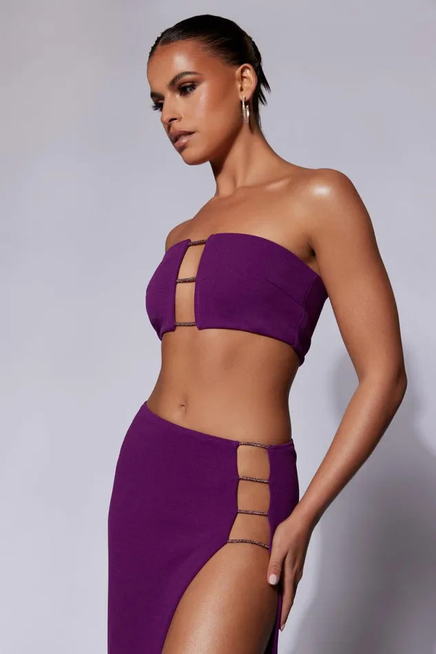 Meshki Crop Tops Anastasia Diamante Rope Bandeau 8211 Grape Grape 8211 Women Meshki Crop Tops Anastasia Diamante Rope Bandeau 8211 Grape Grape 8211 Women
