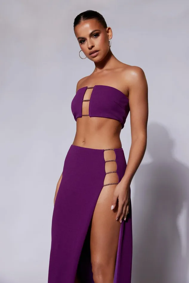 Meshki Crop Tops Anastasia Diamante Rope Bandeau 8211 Grape Grape 8211 Women Meshki Crop Tops Anastasia Diamante Rope Bandeau 8211 Grape Grape 8211 Women