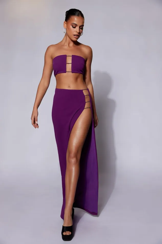 Meshki Crop Tops Anastasia Diamante Rope Bandeau 8211 Grape Grape 8211 Women Meshki Crop Tops Anastasia Diamante Rope Bandeau 8211 Grape Grape 8211 Women