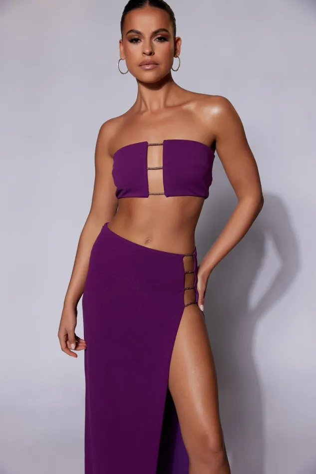 Meshki Crop Tops Anastasia Diamante Rope Bandeau 8211 Grape Grape 8211 Women Meshki Crop Tops Anastasia Diamante Rope Bandeau 8211 Grape Grape 8211 Women