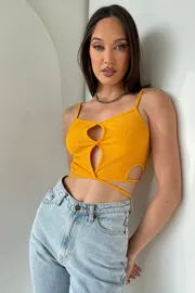 Meshki Crop Tops Ayesha Cut Out Singlet 8211 Mango Mango 8211 Women Meshki Crop Tops Ayesha Cut Out Singlet 8211 Mango Mango 8211 Women