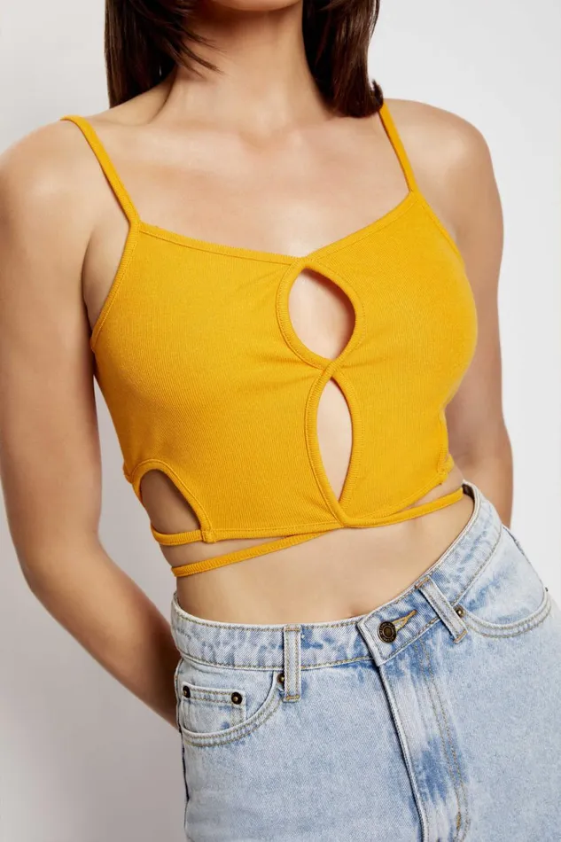 Meshki Crop Tops Ayesha Cut Out Singlet 8211 Mango Mango 8211 Women Meshki Crop Tops Ayesha Cut Out Singlet 8211 Mango Mango 8211 Women