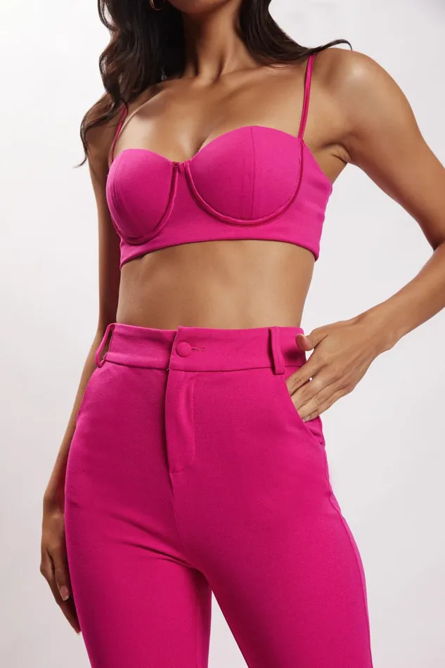Meshki Crop Tops Fiorella Crepe Bustier Top 8211 Fuchsia Fuchsia 8211 Women Meshki Crop Tops Fiorella Crepe Bustier Top 8211 Fuchsia Fuchsia 8211 Women