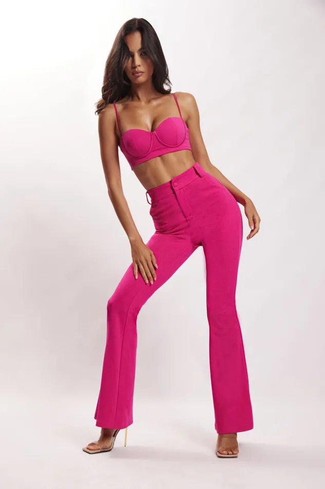 Meshki Crop Tops Fiorella Crepe Bustier Top 8211 Fuchsia Fuchsia 8211 Women Meshki Crop Tops Fiorella Crepe Bustier Top 8211 Fuchsia Fuchsia 8211 Women