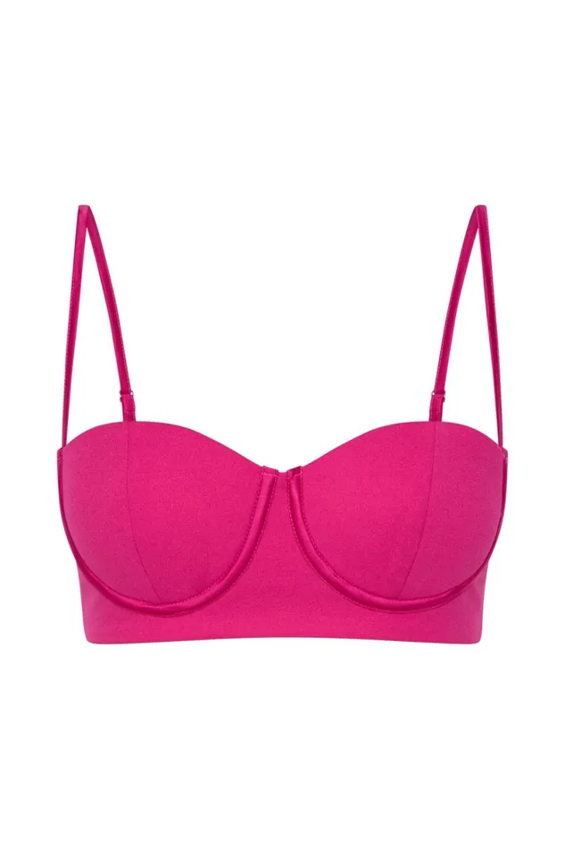 Meshki Crop Tops Fiorella Crepe Bustier Top 8211 Fuchsia Fuchsia 8211 Women Meshki Crop Tops Fiorella Crepe Bustier Top 8211 Fuchsia Fuchsia 8211 Women