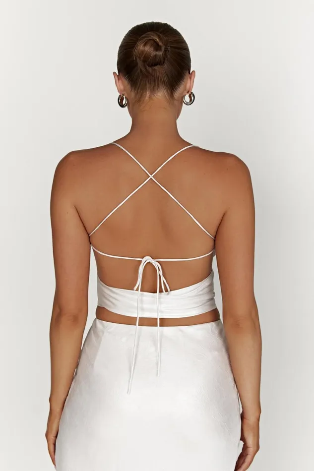 Meshki Crop Tops Georgie Wrap Over Tie Top 8211 Pearl Pearl 8211 Women