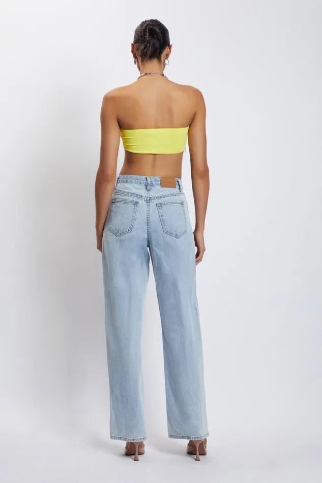 Meshki Crop Tops Lea Diamante Chain Halter Neck Crop Top 8211 Yellow Yellow 8211 Women Meshki Crop Tops Lea Diamante Chain Halter Neck Crop Top 8211 Yellow Yellow 8211 Women