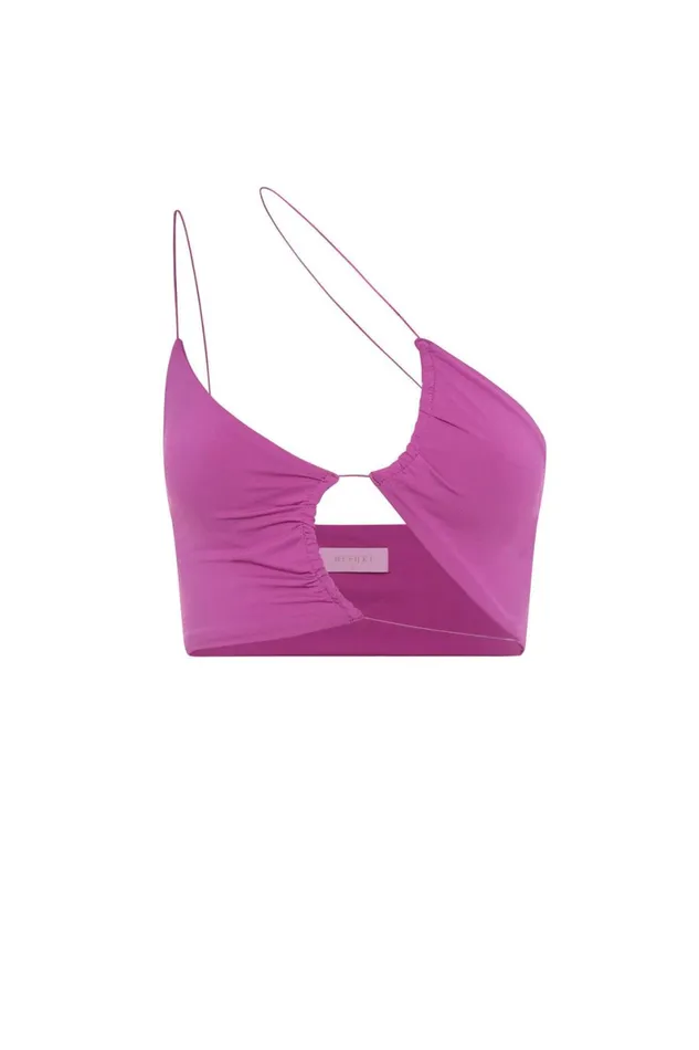 Meshki Crop Tops Montana Ruched Cut Out Crop Top 8211 Violet Violet 8211 Women Meshki Crop Tops Montana Ruched Cut Out Crop Top 8211 Violet Violet 8211 Women