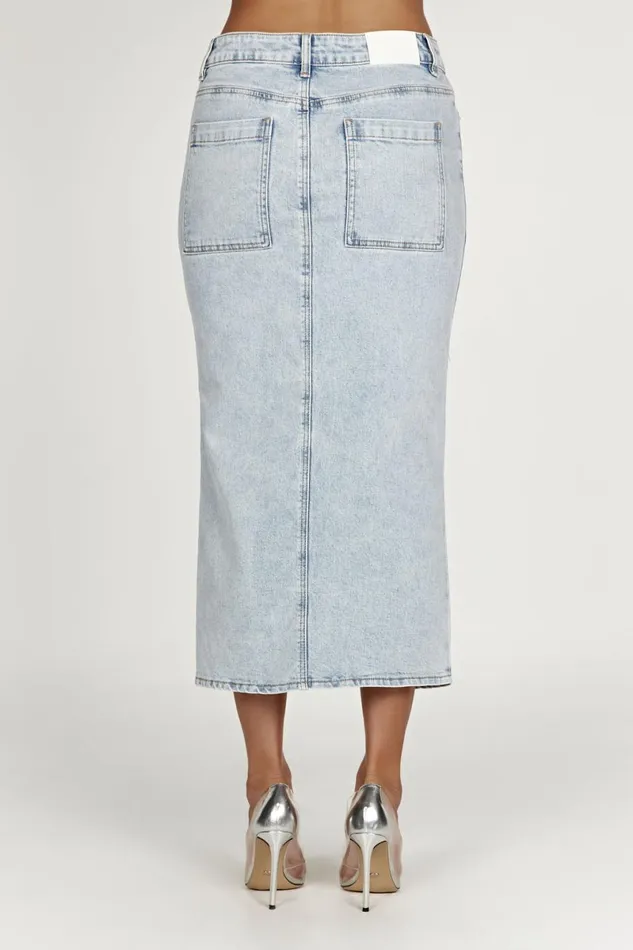 Meshki Denim Acacia Denim Midi Skirt 8211 Light Blue Lightblue 8211 Women