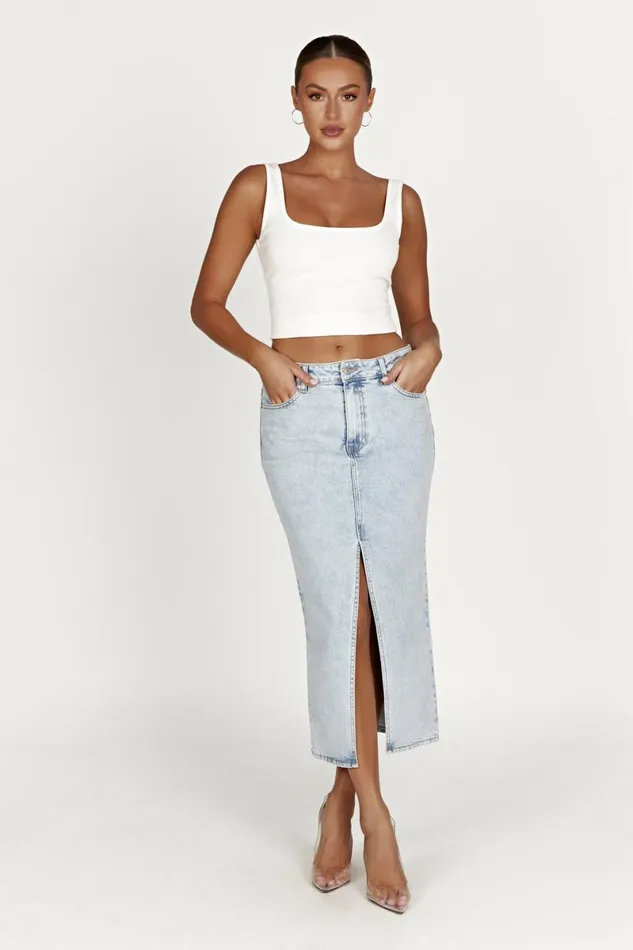 Meshki Denim Acacia Denim Midi Skirt 8211 Light Blue Lightblue 8211 Women