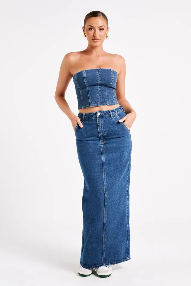Meshki Denim Illona Denim Maxi Skirt 8211 Dark Blue Darkblue 8211 Women