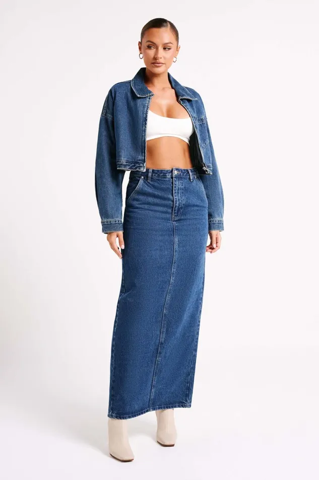 Meshki Denim Illona Denim Maxi Skirt 8211 Dark Blue Darkblue 8211 Women