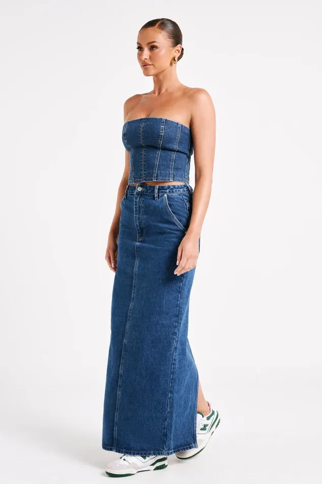 Meshki Denim Illona Denim Maxi Skirt 8211 Dark Blue Darkblue 8211 Women