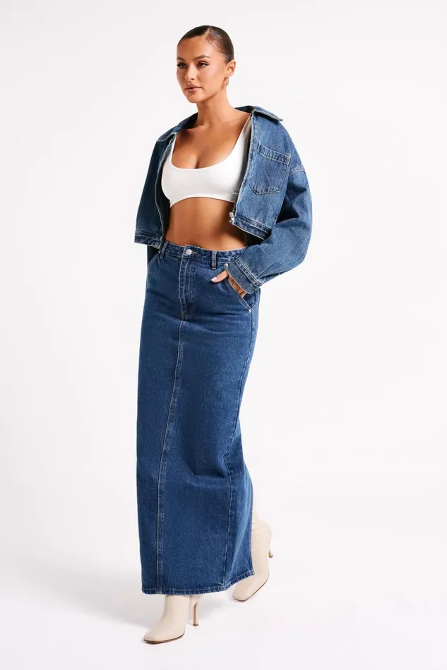 Meshki Denim Illona Denim Maxi Skirt 8211 Dark Blue Darkblue 8211 Women
