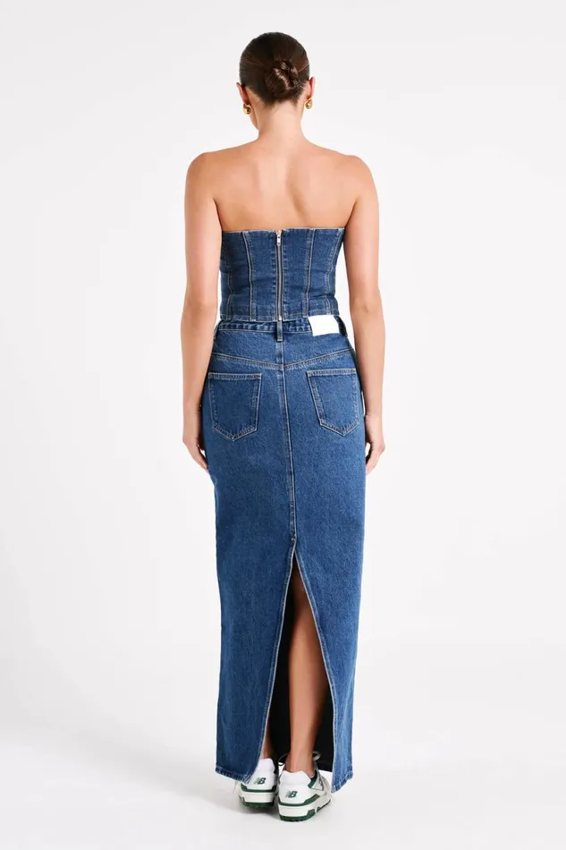 Meshki Denim Illona Denim Maxi Skirt 8211 Dark Blue Darkblue 8211 Women