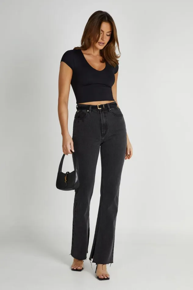 Meshki Denim Lauren Straight Leg Jeans 8211 Washed Black Washedblack 8211 Women Meshki Denim Lauren Straight Leg Jeans 8211 Washed Black Washedblack 8211 Women
