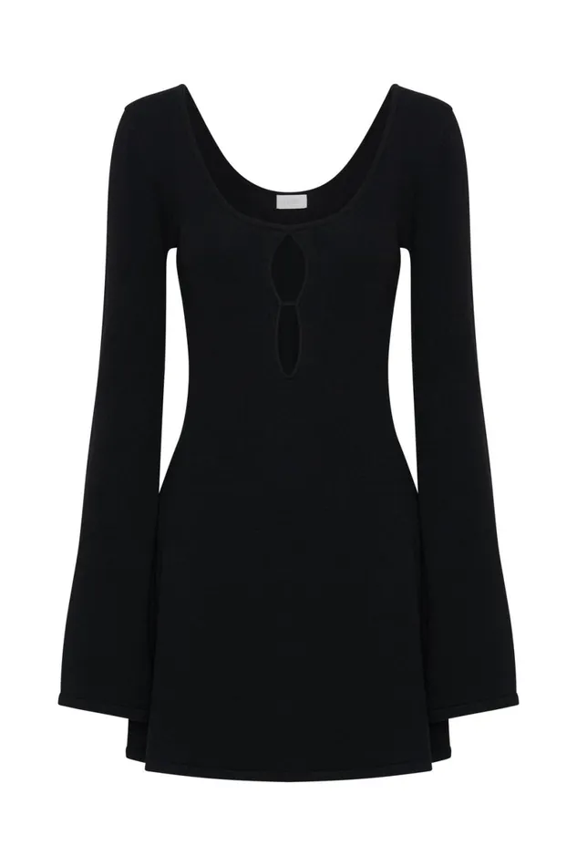 Meshki Maternity Dresses Birdie Long Sleeve Knit Mini Dress 8211 Black Black 8211 Women