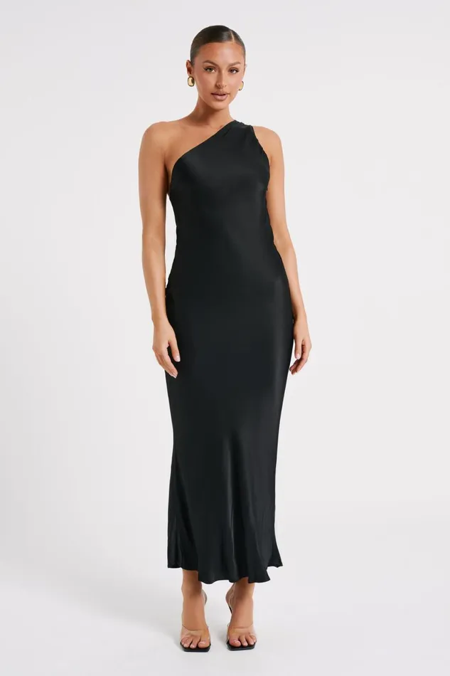 Meshki Maxi Dresses Alejandra One Shoulder Satin Maxi Dress 8211 Black Black 8211 Women Meshki Maxi Dresses Alejandra One Shoulder Satin Maxi Dress 8211 Black Black 8211 Women
