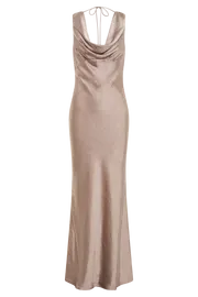 Meshki Maxi Dresses Angelique Satin Cowl Back Maxi Dress 8211 Taupe Taupe 8211 Women