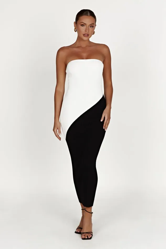 Meshki Maxi Dresses Bristol Two Tone Knit Maxi Dress 8211 Black Black 8211 Women