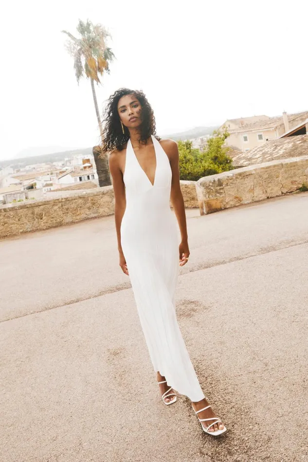 Meshki Maxi Dresses Caity Ribbed Halter Maxi Dress 8211 White White 8211 Women