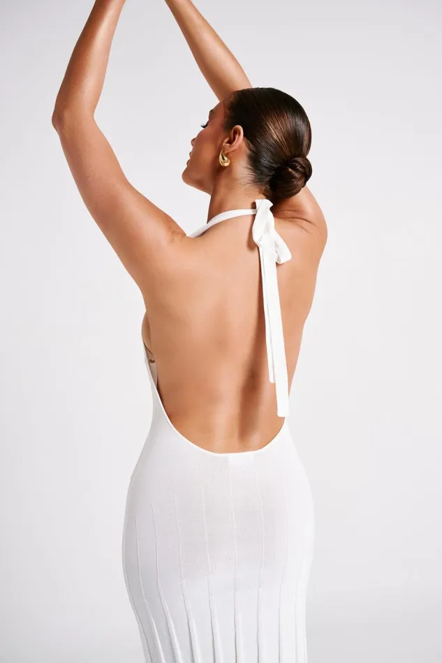 Meshki Maxi Dresses Caity Ribbed Halter Maxi Dress 8211 White White 8211 Women