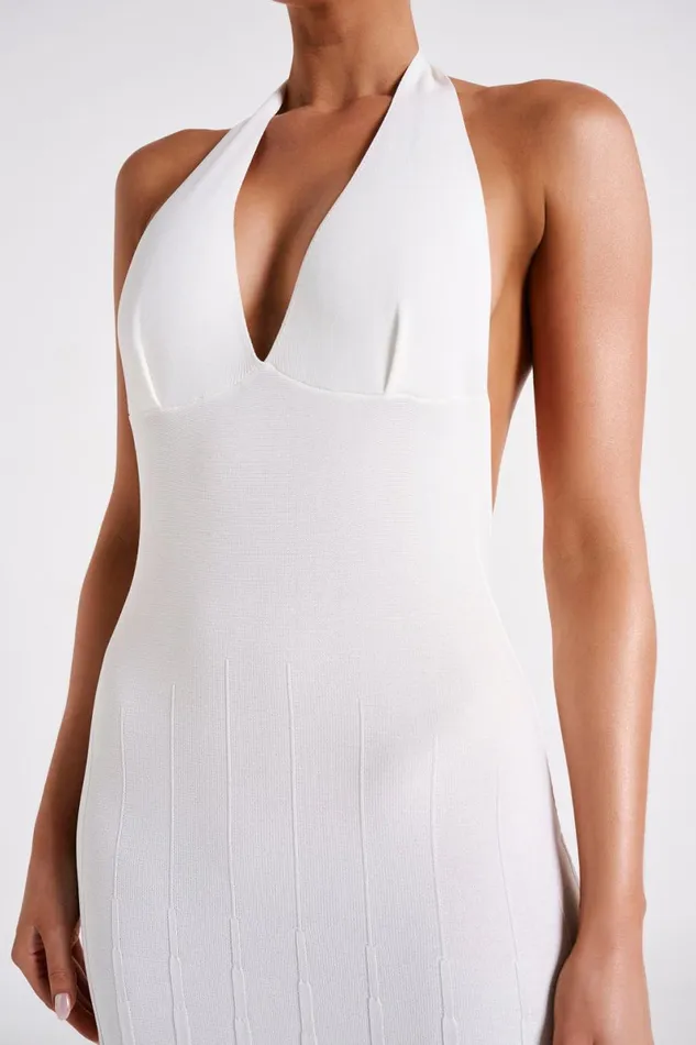 Meshki Maxi Dresses Caity Ribbed Halter Maxi Dress 8211 White White 8211 Women