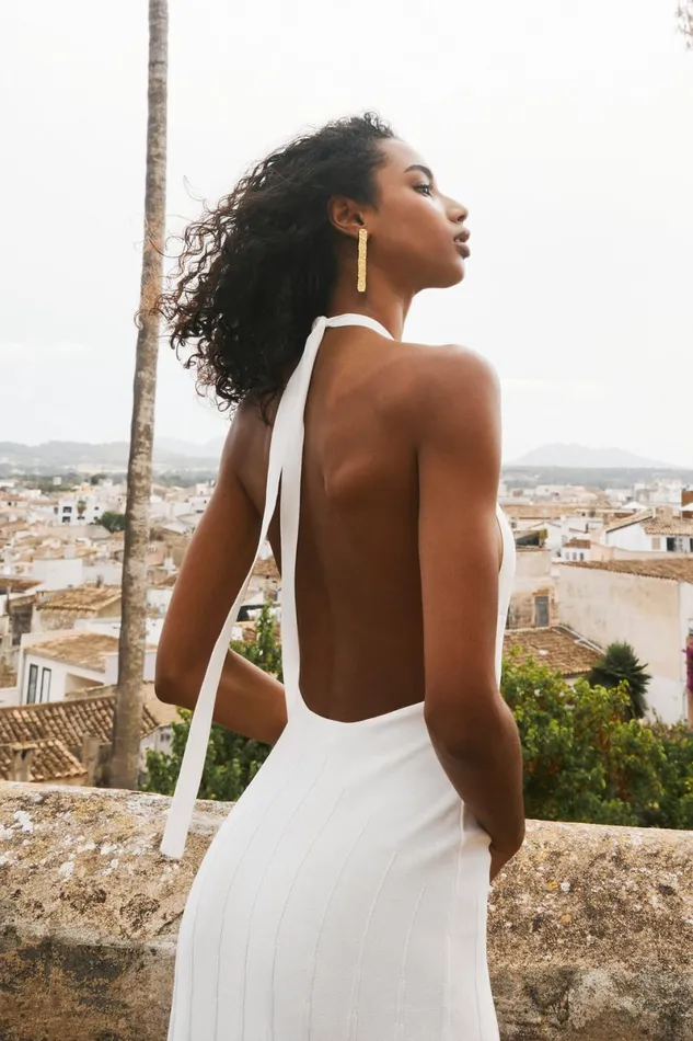 Meshki Maxi Dresses Caity Ribbed Halter Maxi Dress 8211 White White 8211 Women