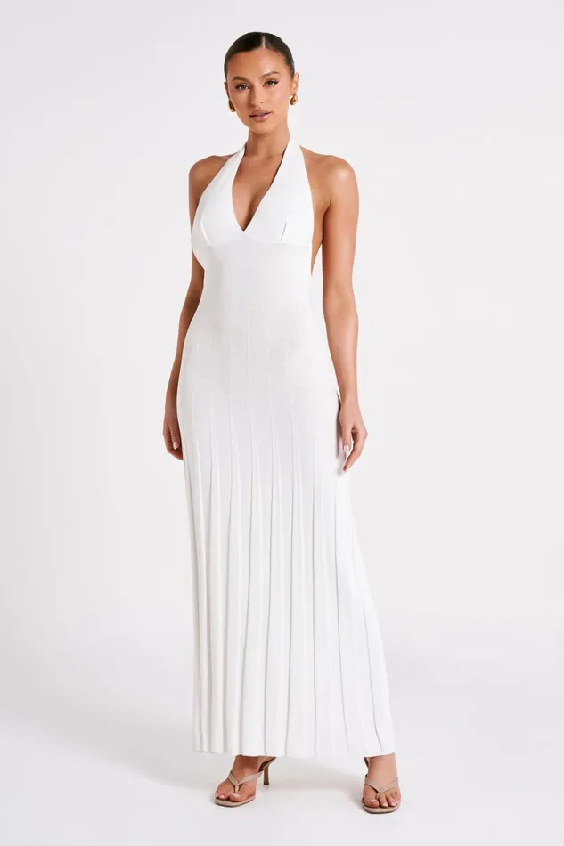 Meshki Maxi Dresses Caity Ribbed Halter Maxi Dress 8211 White White 8211 Women