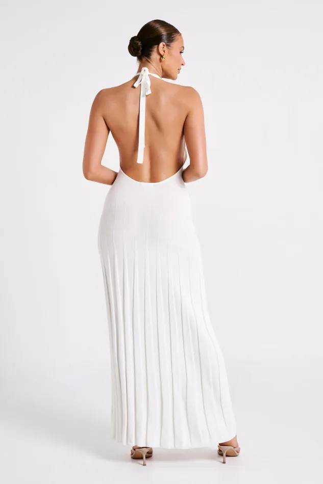 Meshki Maxi Dresses Caity Ribbed Halter Maxi Dress 8211 White White 8211 Women