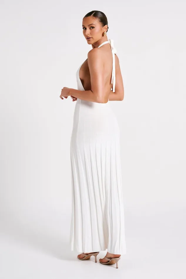 Meshki Maxi Dresses Caity Ribbed Halter Maxi Dress 8211 White White 8211 Women