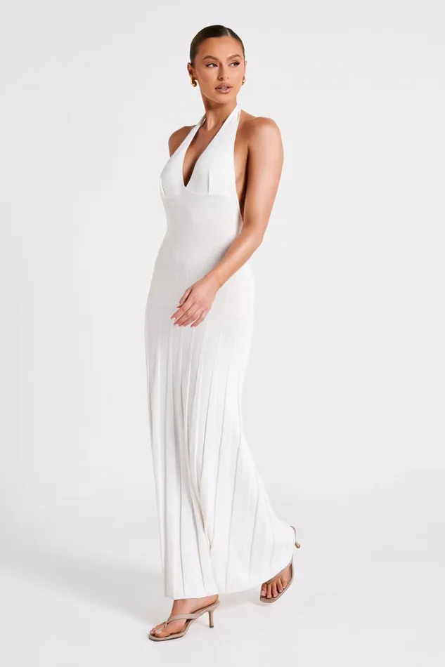 Meshki Maxi Dresses Caity Ribbed Halter Maxi Dress 8211 White White 8211 Women