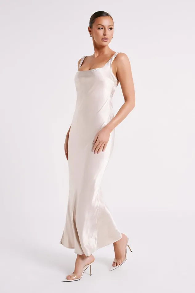 Meshki Maxi Dresses Ensley Satin Maxi Dress 8211 Champagne Champagne 8211 Women