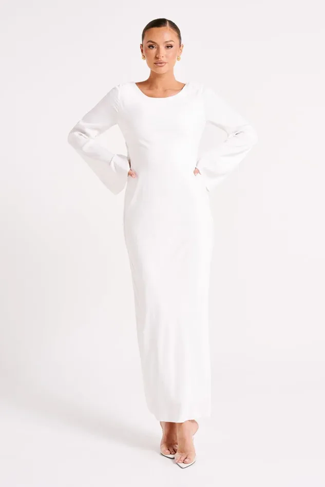 Meshki Maxi Dresses Fernanda Long Sleeve Maxi Dress 8211 White White 8211 Women