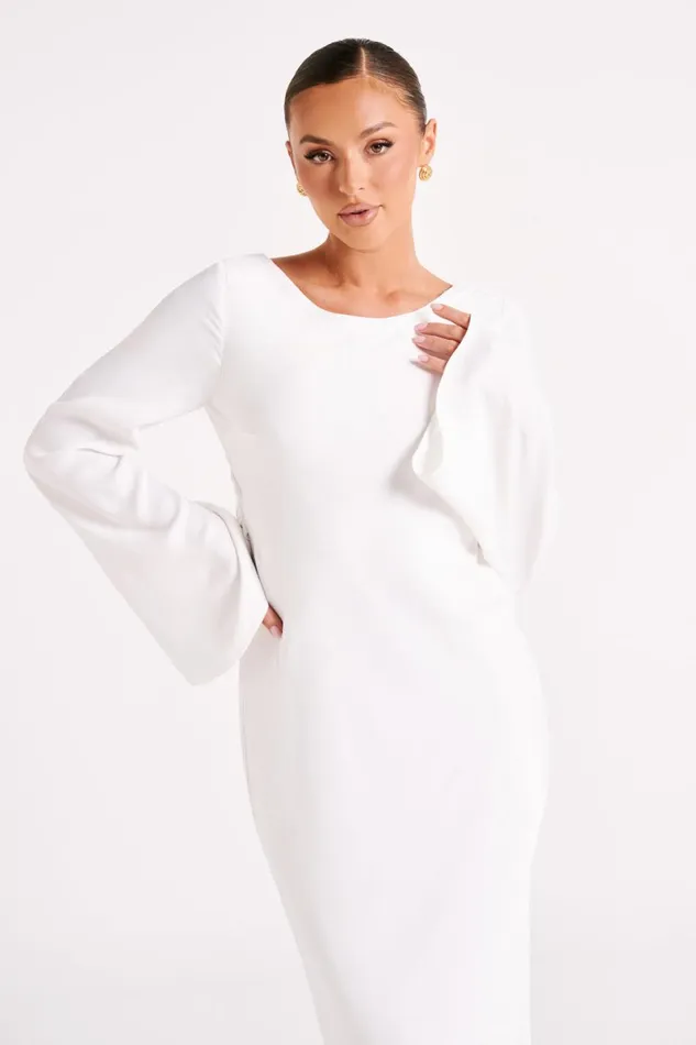 Meshki Maxi Dresses Fernanda Long Sleeve Maxi Dress 8211 White White 8211 Women
