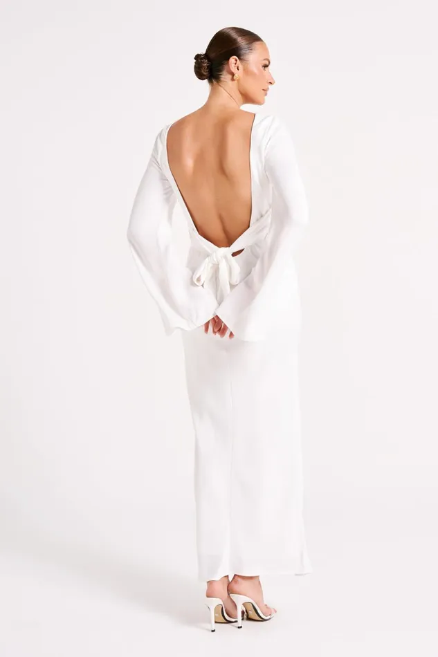 Meshki Maxi Dresses Fernanda Long Sleeve Maxi Dress 8211 White White 8211 Women